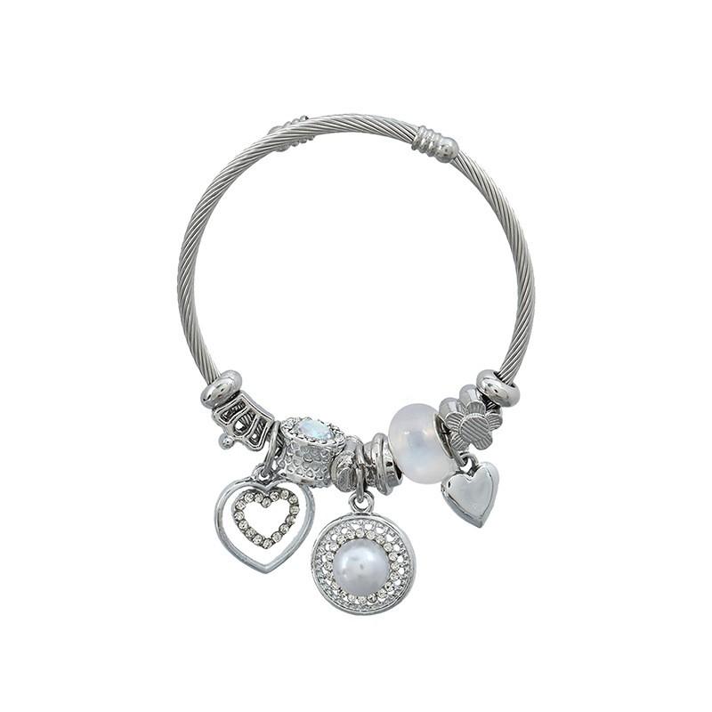 Womens Geometric Heart Charm Bracelet Alloy Jewelry With Rhinestone Accents Ins Style Personalized Gift 4cm