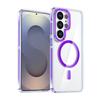 Two-color Transparent Magnetic Phone Case For Samsung Galaxy S26 Ultra 5G, TPU+Acrylic Metal Buttons Raised Bezel Anti-Scratch Protective Cover