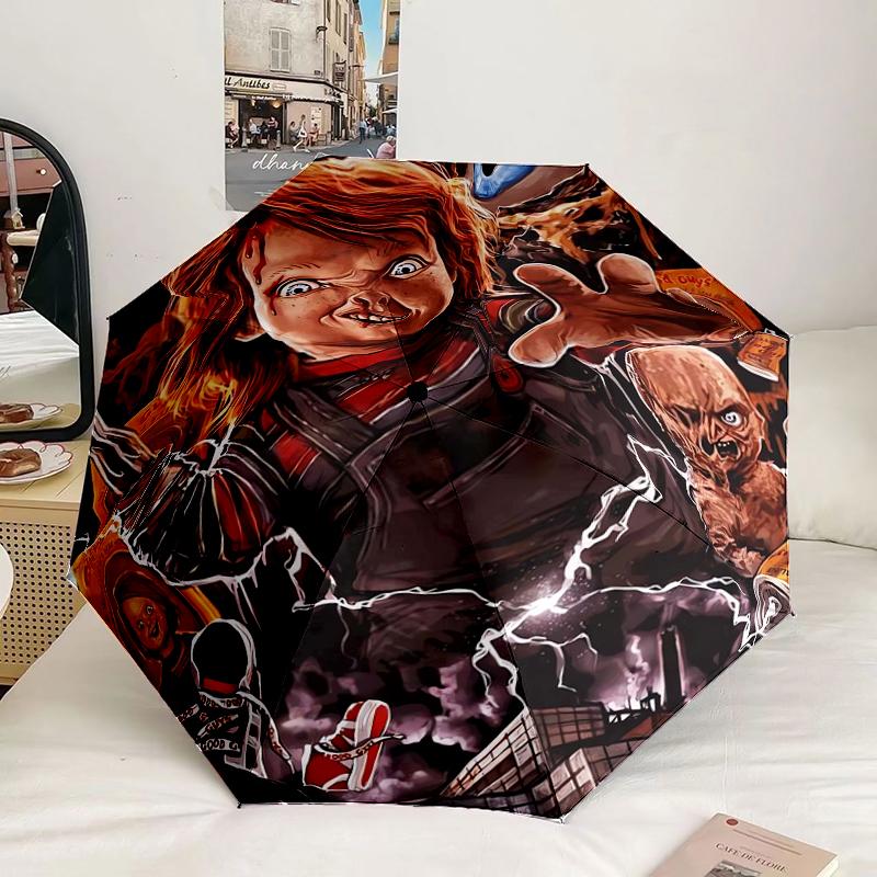 Chucky's Halloween Horror Umbrella 8-Frame for Travel, Camping, Casual Lightweight Portable Umbrella, Essential for Every Family Holidays Gift