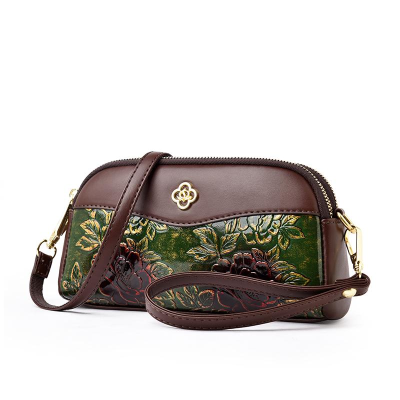 Elegante Borsa a Tracolla Floreale Goffrata da Donna – Mini Borsa a Spalla Vintage con Dettagli Dorati