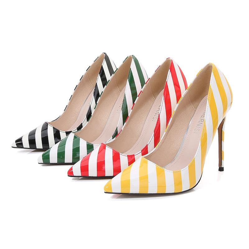 Zebra pattern stiletto pointed fashion women's high heels large size