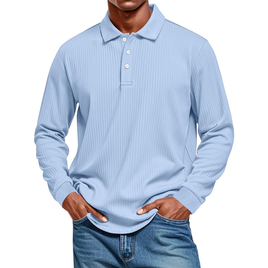 Men's Casual Style Solid Color Loose  Shirt Long-sleeved Top