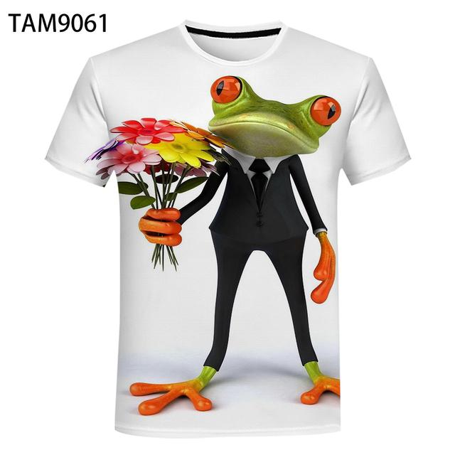 Evropská a americká nová personalizovaná řada Funny Frog 3D tisk Léto Pánské Dámské Tričko nadměrné velikosti Street Styl