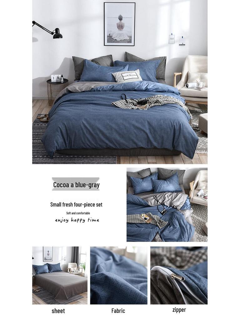 Set de lenjerie de pat elegant, în culoare uni - 3 sau 4 piese, perfect pentru cămine (1.5m/1.2m)