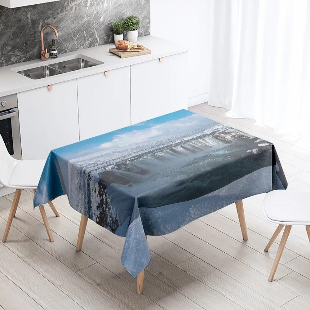 Față de masă cascadă peisaj natural anti-petare impermeabilă dreptunghiul de bucătărie masă de sufragerie decor acasă