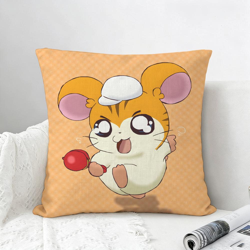 Anime Hamtaro Cushion Cover Natural Linen Pillowcase Set AllinOne Decor for Sofa Bedroom Chair