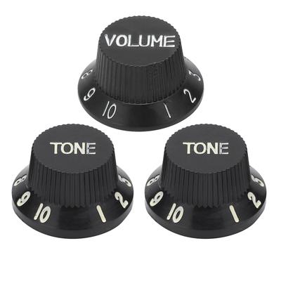 Set da 3 Manopole di Controllo per Chitarra 1 Volume 2 Tono Adatte Top ABS Kit Accessorio per Strumento SostituzioneNero