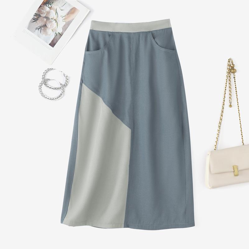 

ZANZEA Женские летние повседневные юбки миди в стиле пэчворк 4XL синий