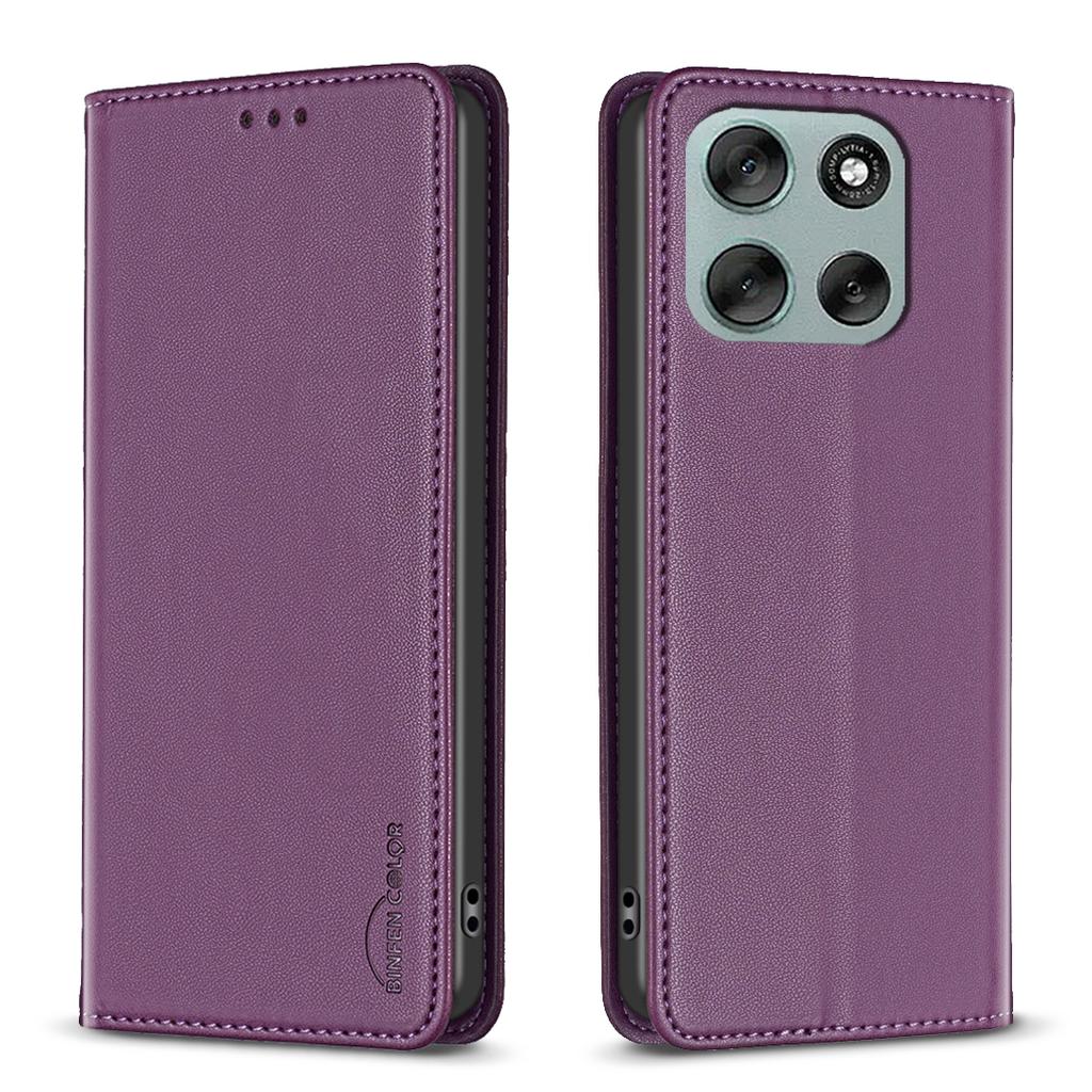 For Motorola Moto G56 5G Leather Case BINFEN COLOR BF18 Phone Stand Cover with Card Slots