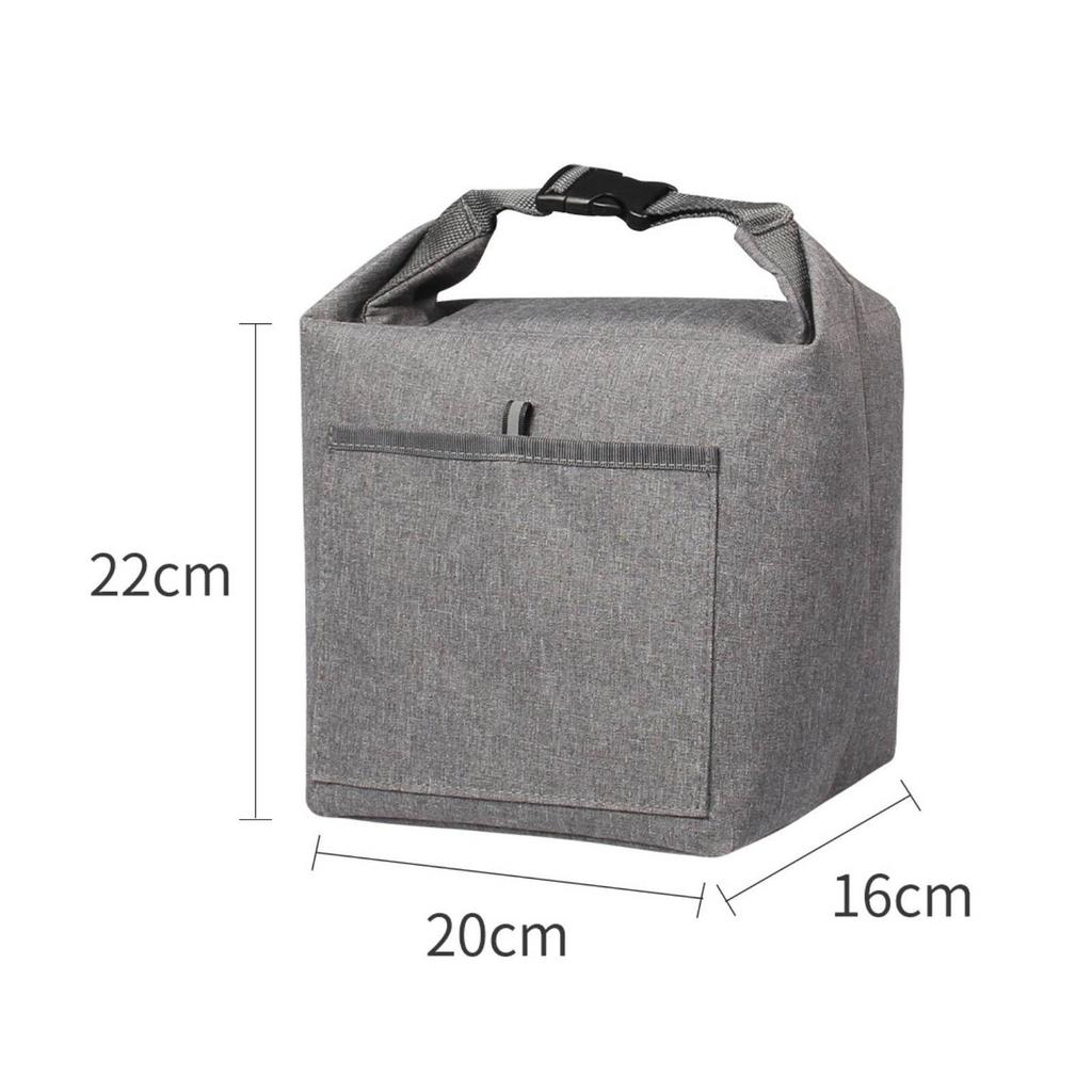 Square Insulated Lunch Bag Thermal with Front Pocket