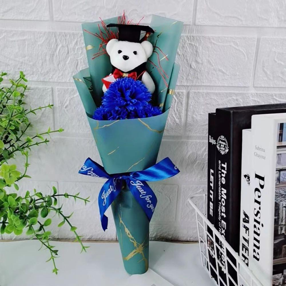 Rose Sunflower Soap Flower Sunflower Cartoon Lovely Bear Chic Animal Bouquet  Graduation Ceremony