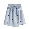 DIMANAF 2026 Spring Summer Plus Size Women Skirt Pants Elastic Waist Oversize Loose Casual Shorts Cotton Print Plaid