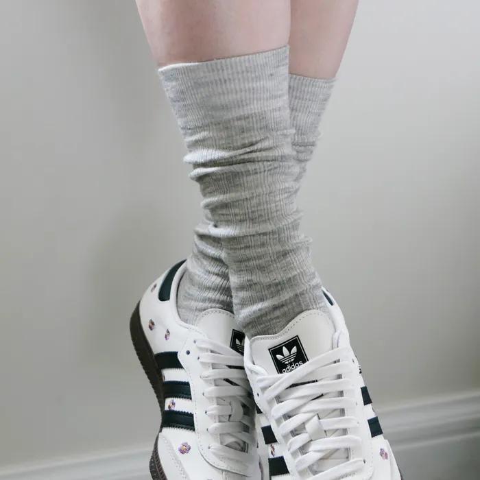wool loose middle socks - gray melange