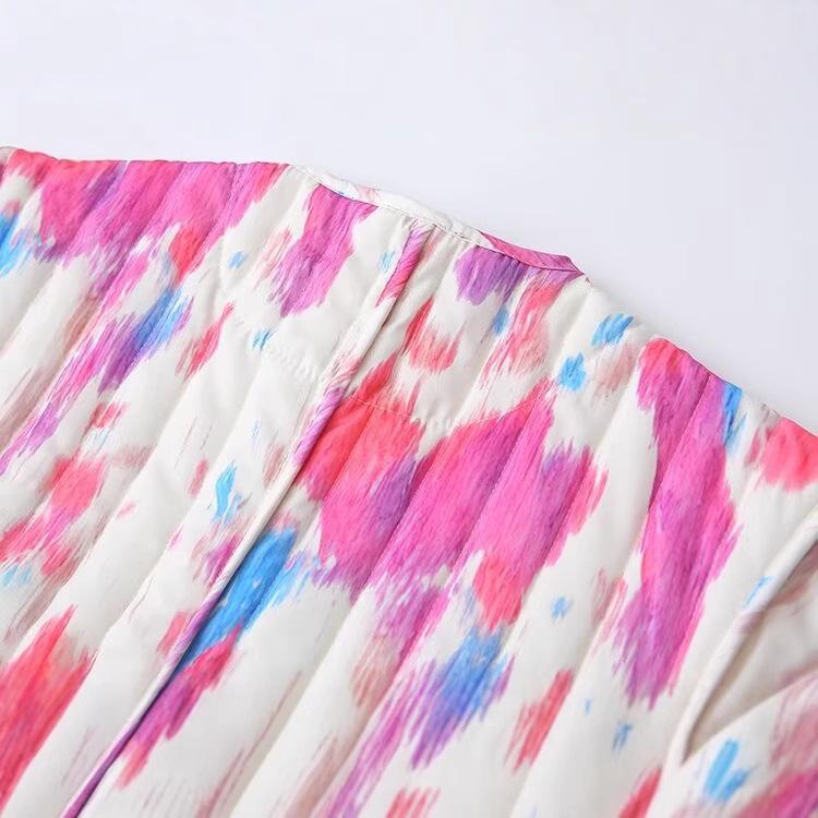 Geacă de iarnă pentru femei 2024, matlasată cu bumbac, cu imprimeu tie-dye - Palton casual la modă în stil european și american