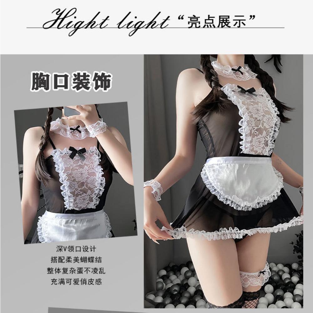 Sexy Lingerie Sexy Maid Seduction Pajamas Passion Flirting Sexy Clothes Suit Maid One Piece with Hair