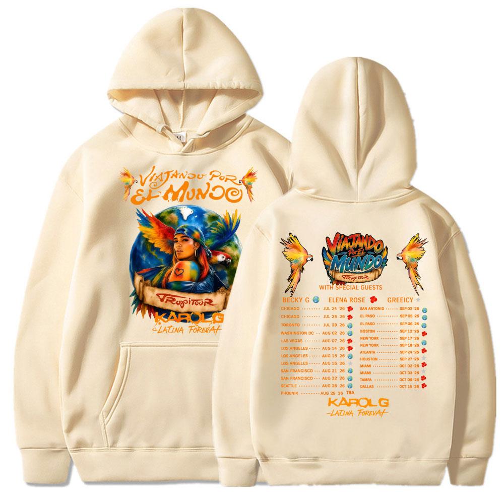 Karol G Tropicoqueta Tour Album Hoodies Men Women Fashion Popular Music Tracksuit Casual Fleece Sweatshirt Streetwear
