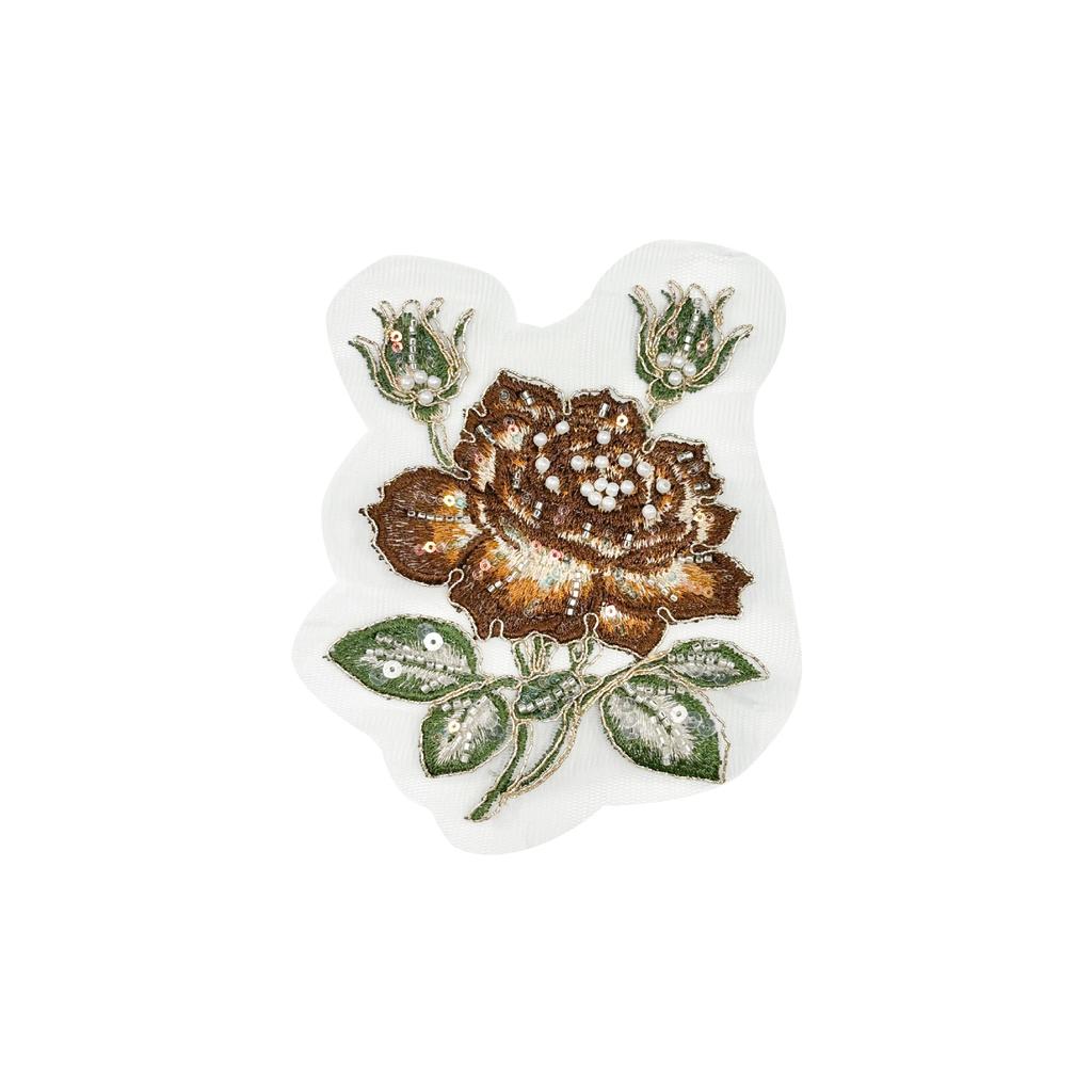 Ethnic Style Handmade Beads Three-Dimensional Embroidery Flower Applique Hanfu Horse Dress Cheongsam Decorative Cloth Sticker Accessories