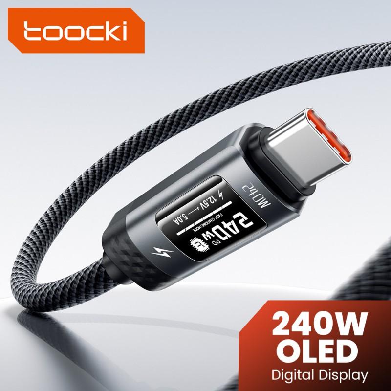 Toocki 240W OLED Display USB-C To Cable Laptop Tablet Fast Charging Digital Power Monitor 1m 2m 3m