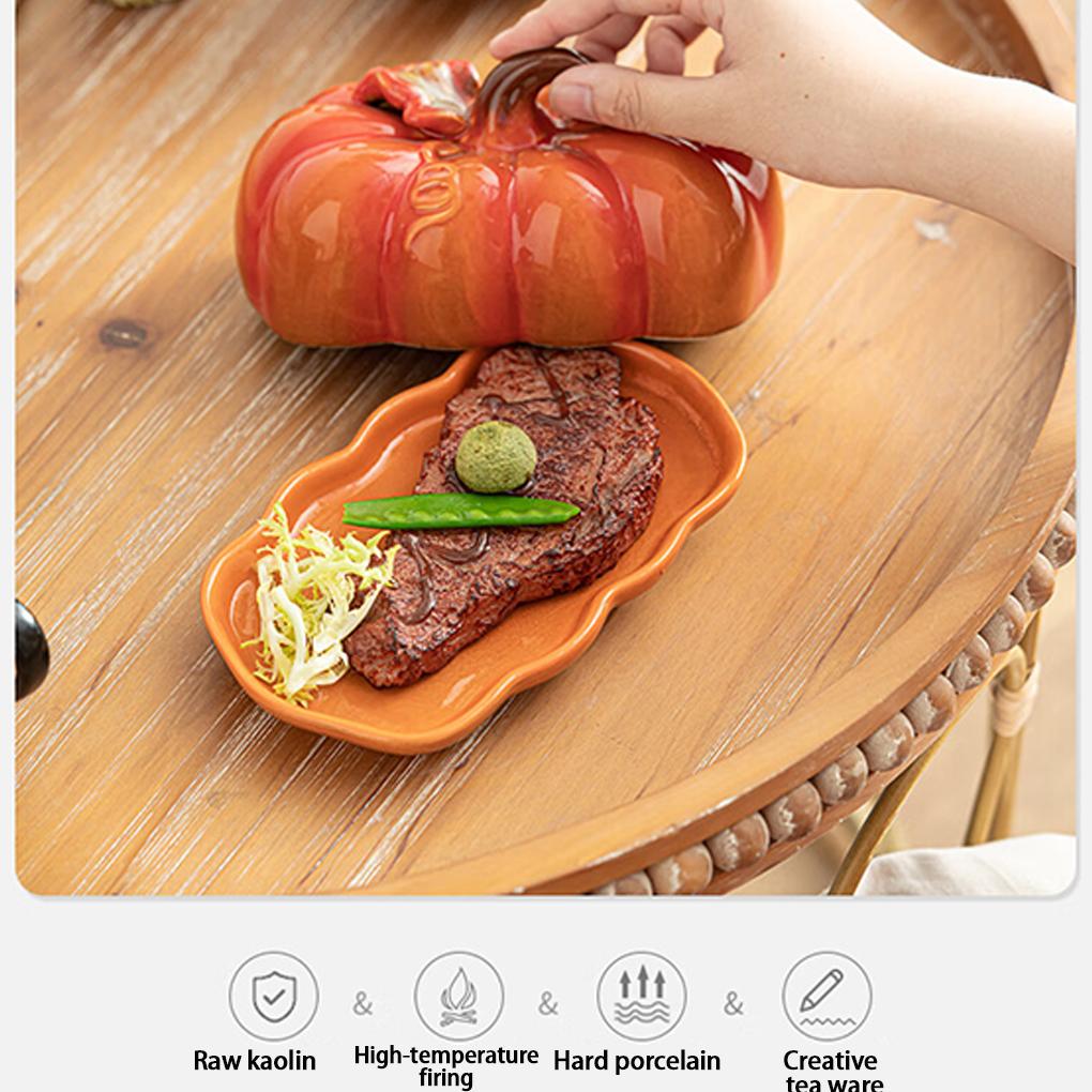 Pumpkin-Shaped Cheese Board Thanksgiving Table Orange Countertop Multi-Purpose Dish Halloween Ceramics Halloween for