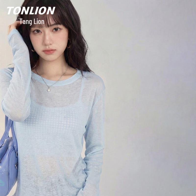 Женский прозрачный топ TonLion с длинным рукавом из смесовой ткани Tencel S