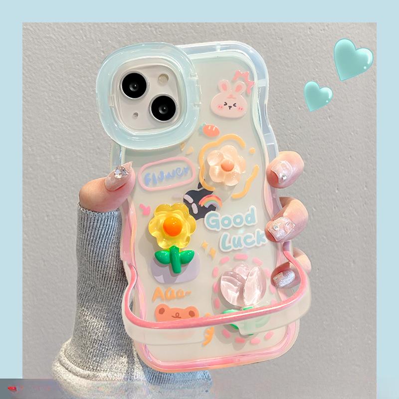 

Подходит для чехла для мобильного телефона Apple 15 Iphone14 Кролик Лягушка Цветок Кукла Цепочка 13/12/11 Невидимый Двойной Кронштейн iphone 15 promax