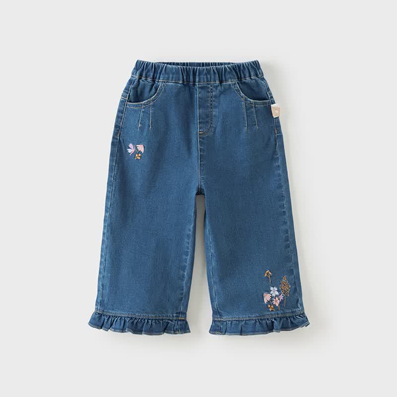 DAVE&BELLA Girls' Autumn Wide-Leg Denim Jeans
