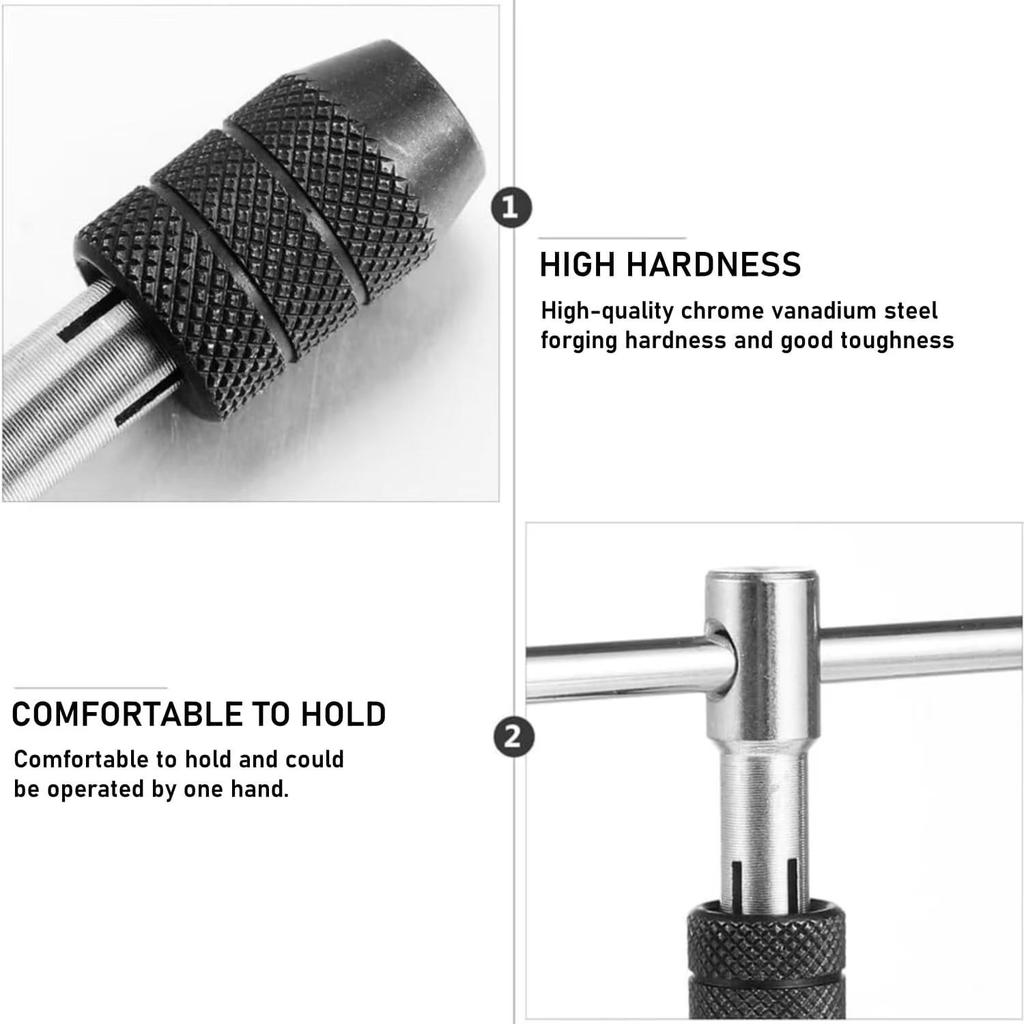 Adjustable M3-M12 T-Handle Ratchet Tap Holder Wrench Tap Wrench Drill Set Hand Tapping Tools Screw Thread Tap Drill Bit