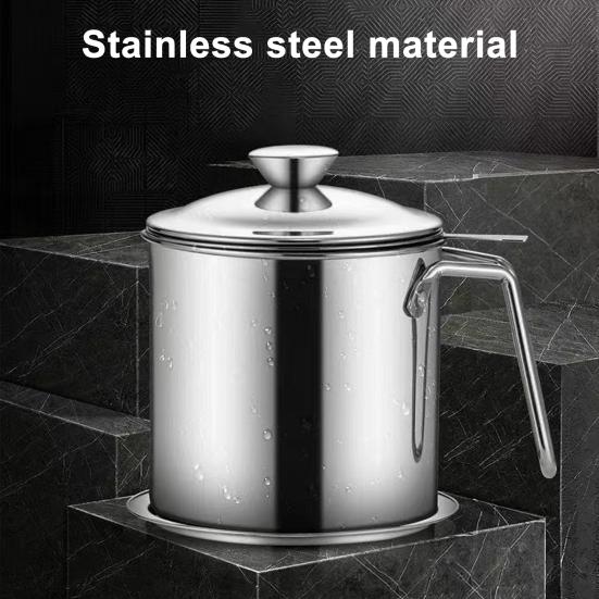 Edelstahl Ölfilterbehälter 1,3L Große Kapazität Küchenölkanne mit Feinsieb Rostfrei Spülmaschinenfest Küchenölbehälter zum Frittieren Kochen