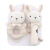 Organic Cotton Wooden Animal Ring Rattle & Baby Comfort Doll Gift Set