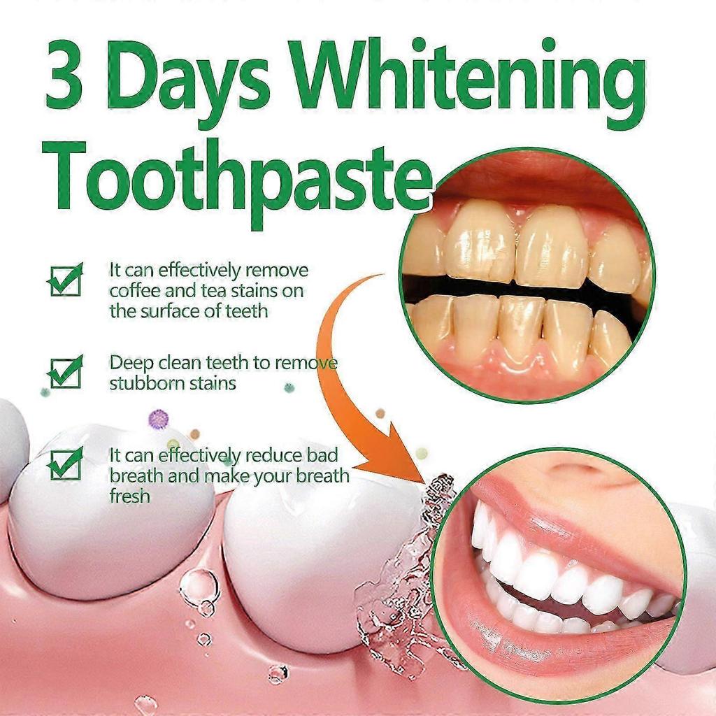 3 Days Whitening Toothpaste, Clean Mouth Odor To Yellow Tartar Haun White Teeth Gum Toothpaste
