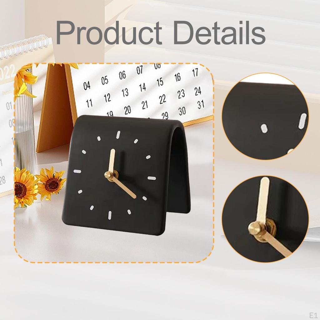 Desk Clock Desktop Ornament Table Decorative Simple Silent Modern Art for Shelf Bedside