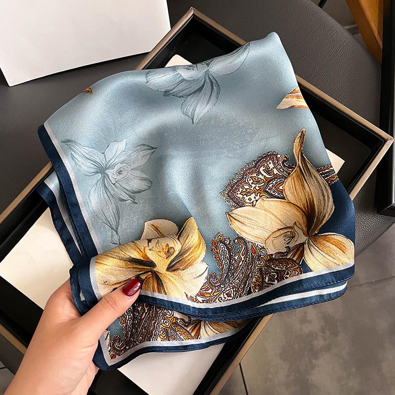 100% Natural Real Silk Scarf Women Neck Female Poncho Headband New Bandana Square Scarves Spring Fashion Luxury Hijab Foulard
