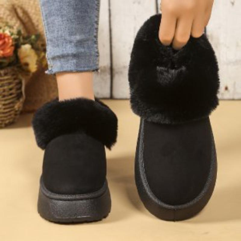 Fashion Platform Snow Boots Women's New Winter Fuzzy Shoes Thickened and Fleece Cotton Shoes Northeast Cotton Boots