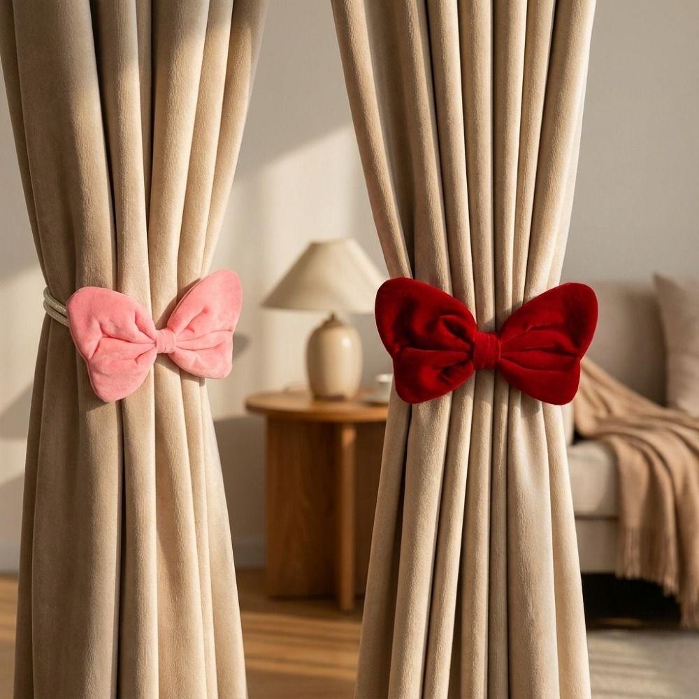 2Pcs Velvet Velvet Bow Curtain Tiebacks Creative Curtain Holders Curtain Strap Curtain Decor