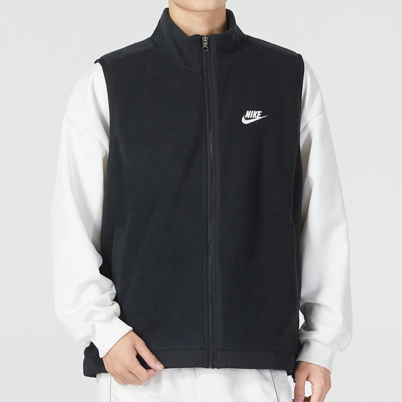 Nike Fleece Winter Vest with Stand Collar and Logo Men Outerwear Black DQ4899-010