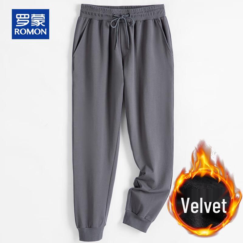 ROMON Men s Fleece-Lined Drawstring Casual Jogger Pants 2XL