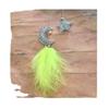 High-End Handmade Star & Moon Feather Pendant - Creative Car or Bedroom Decor Gift