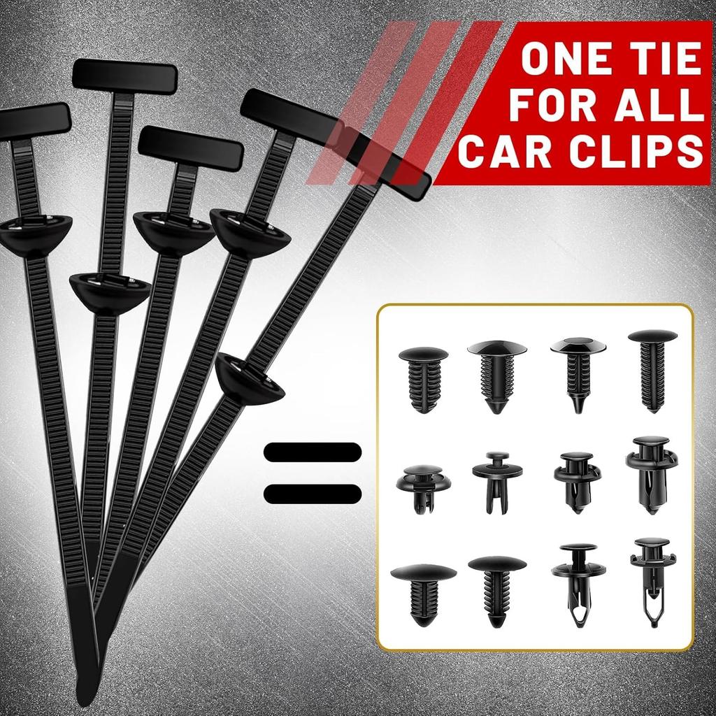 50/600pcs Universal Car Nylon Cable Tie Buckles Heavy Duty Self-Locking Zip Car UV Resistant Ties with Pin Button Fasteners