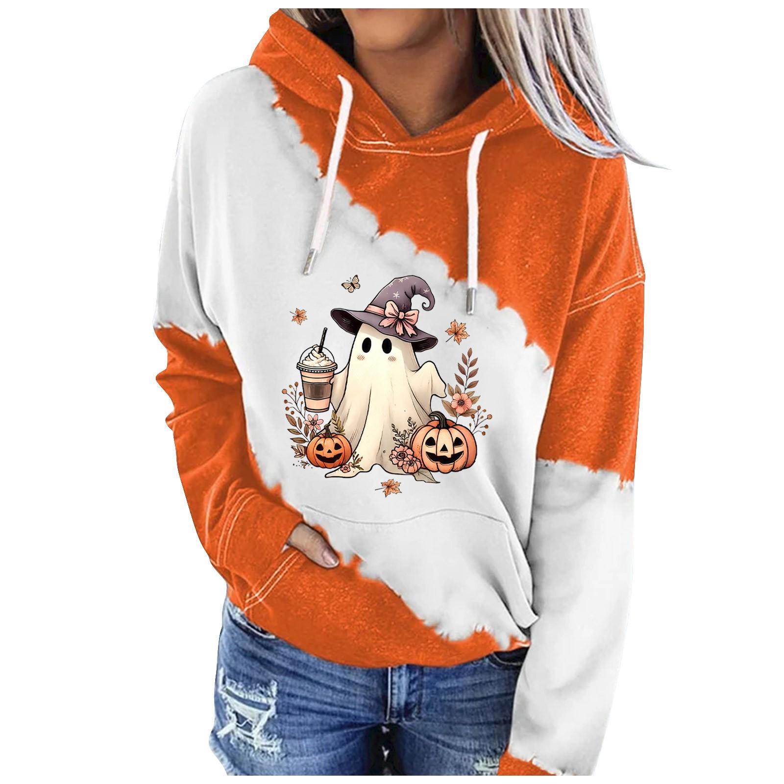 

Жіночий одяг Осінь Зима Хеллоуїн Круглий виріз з довгим рукавом Великий вільний плюшевий потовщений светр Топ XXL помаранчевий