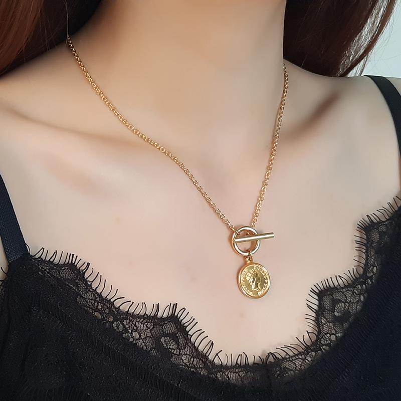 

Уличный аукцион Винтаж Элизабет титановая сталь покрытая 18-каратным золотом невыцветающая подвеска на цепочке OT пряжка модные ювелирные изделия для женщин золотой