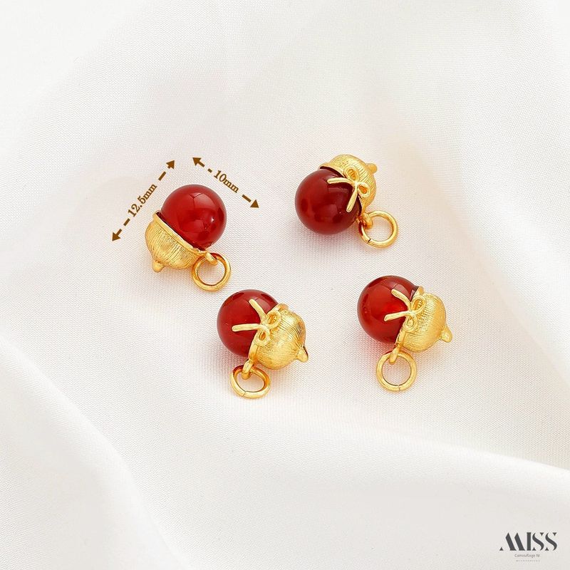 

Gold Inlaid with Jade Natural Agate South Red Beeswax Jade Gourd Vajra Persimmon Pendant Spacer Beads DIY Ornament Accessories Natural agate gourd drops 1