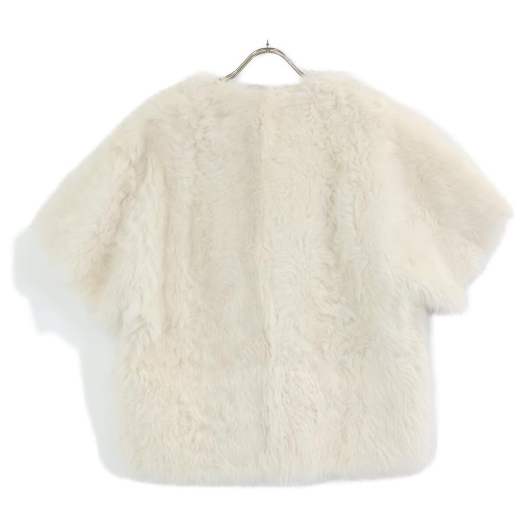 Max Mara 14160179 White Lambskin Buttonless Boa Short Jacket Jacket 40 whiteUsed