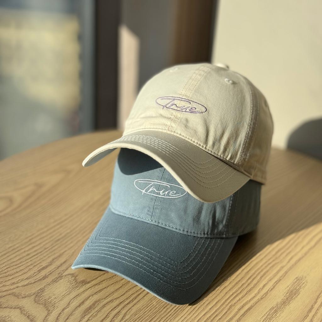 Versatile four-season pure cotton washed water letter embroidery baseball hat curved brim soft top cap sun hat tide