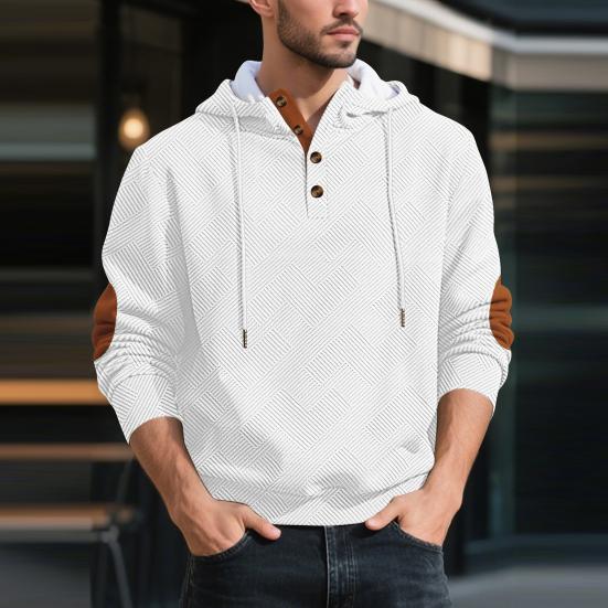Men Jacquard Hoodie Long Sleeve Pullover Sweatshirt Loose Fit Hooded Casual Sweatshirt for Sportswear Street Gym