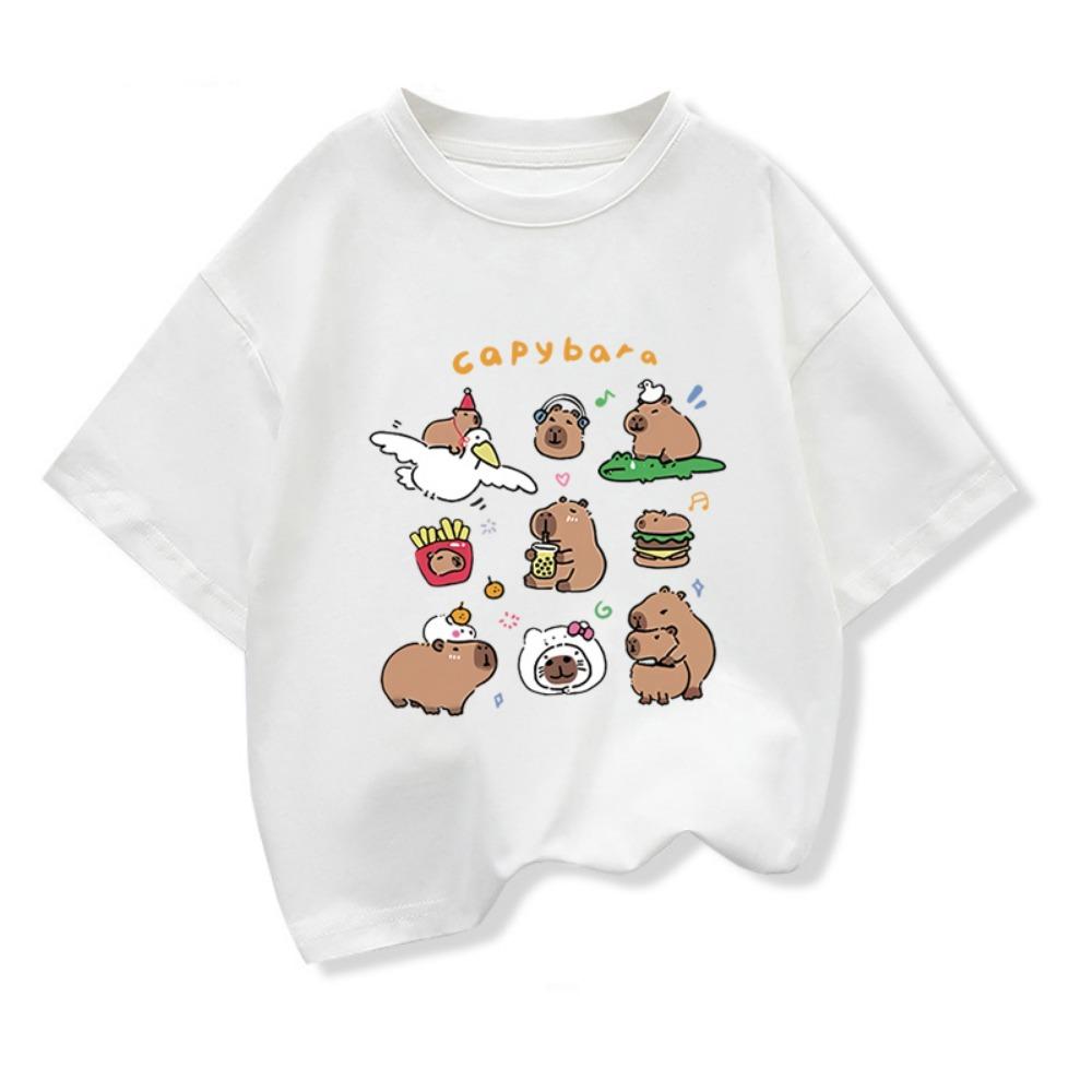 Kids Summer Clothes With Cute Capibara Printd Child Short Sleeved Tee Shirt Funny Clothes  New Kids  Loose T-shirt