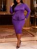 Plus-Size Beaded Ruffle Long Sleeve Bodycon Dress - Elegant and Slimming for Banquets and Commuting