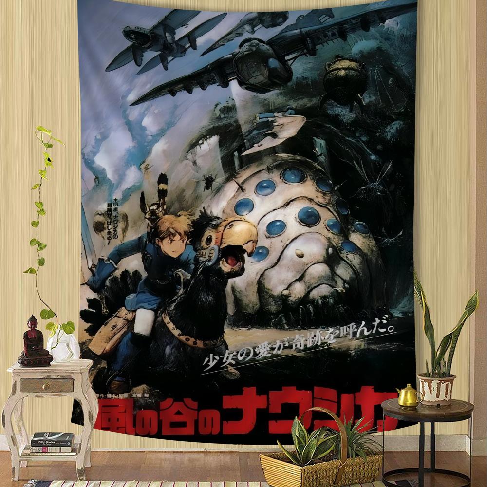Nausicaa Valley Wind Anime Tapestry Hanging Tarot Hippie Wall Rugs Dorm Sheets Printed Art Science Fiction Room Decor Blanket