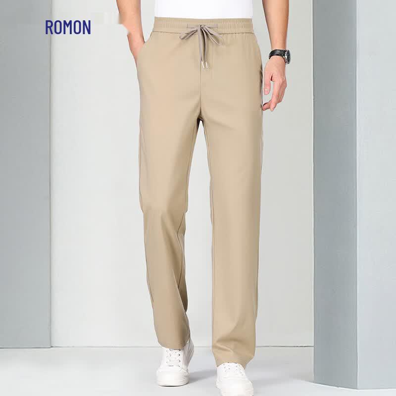 Luomeng Men's Ice Silk Anti-Wrinkle Casual Trousers