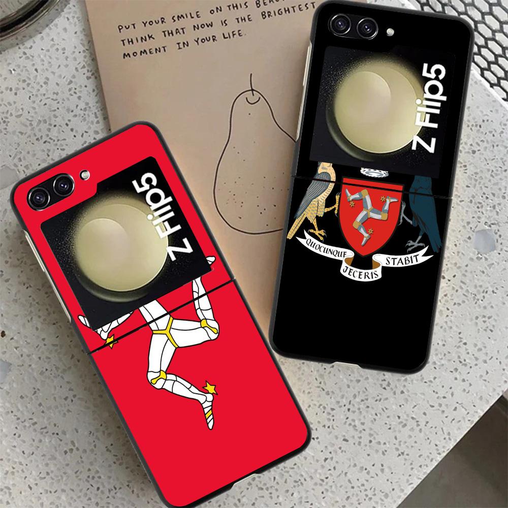 Isle of Man Coat of Arms Case For Samsung Galaxy Z Flip 7 6 5 4 3 z Flip7 Flip6 Flip5 Flip4 5G Phone Cover Flip3 Folding Coque