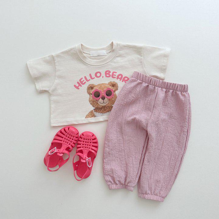 2023 Summer Cartoon Bear Cotton T-Shirt for Kids – Trendy Short Sleeve Top for Boys and Girls